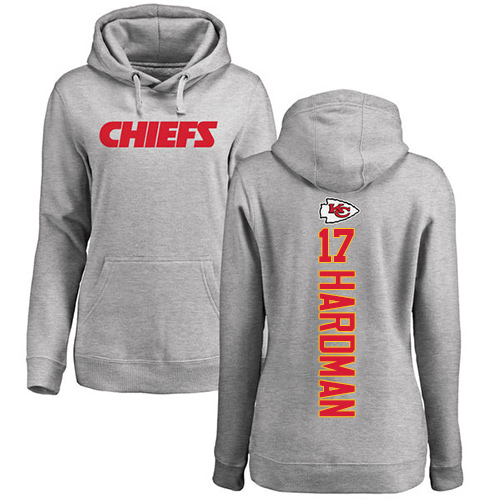 Women Football Kansas City Chiefs #17 Hardman Mecole Ash Backer Pullover Hoodie->women nfl jersey->Women Jersey